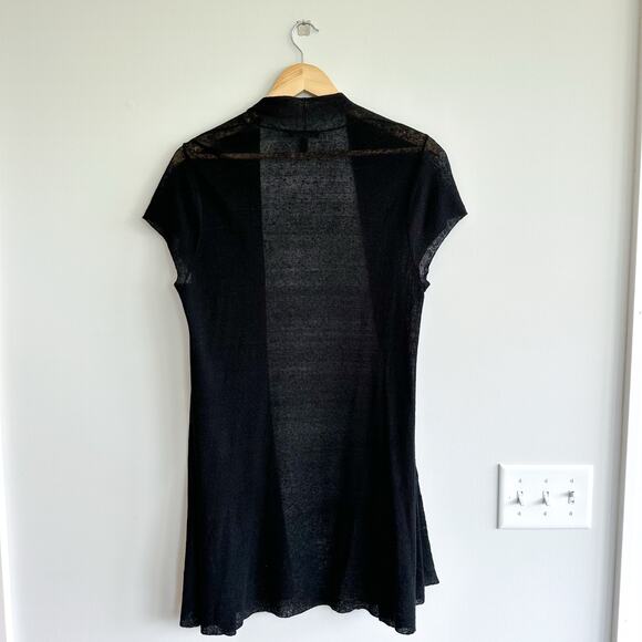 Eileen Fisher Hemp Blend Open Front Knit Semi-Sheer Short Sleeve Cardigan - Picture 2 of 7